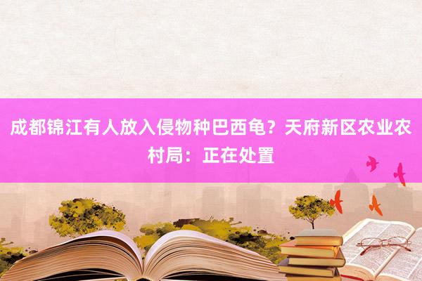 成都锦江有人放入侵物种巴西龟？天府新区农业农村局：正在处置