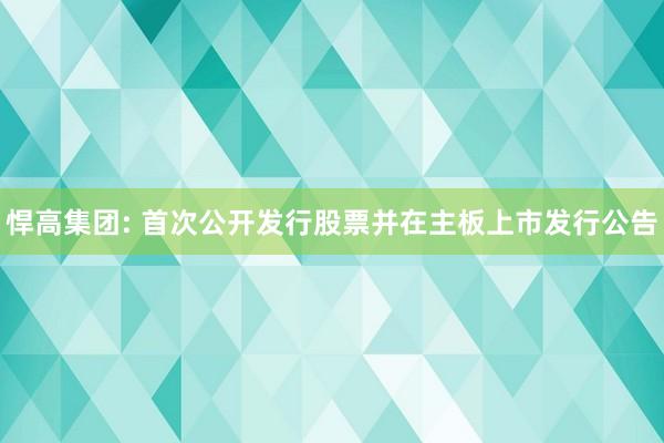 悍高集团: 首次公开发行股票并在主板上市发行公告