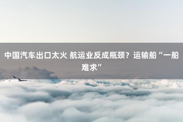 中国汽车出口太火 航运业反成瓶颈？运输船“一船难求”