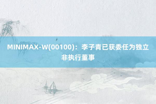 MINIMAX-W(00100)：李子青已获委任为独立非执行董事