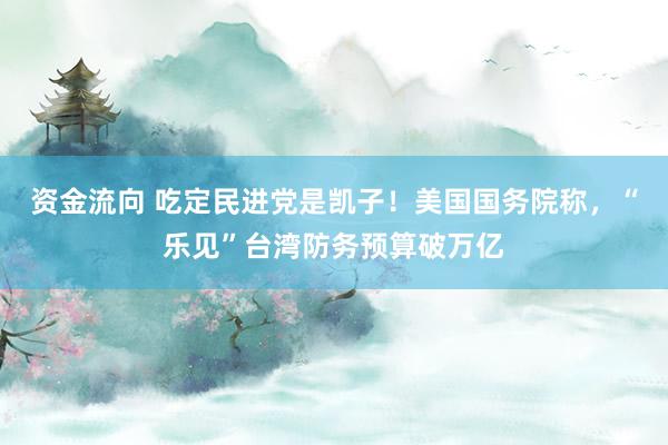 资金流向 吃定民进党是凯子！美国国务院称，“乐见”台湾防务预算破万亿