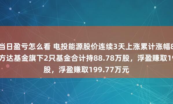 当日盈亏怎么看 电投能源股价连续3天上涨累计涨幅8.38%，易方达基金旗下2只基金合计持88.78万股，浮盈赚取199.77万元