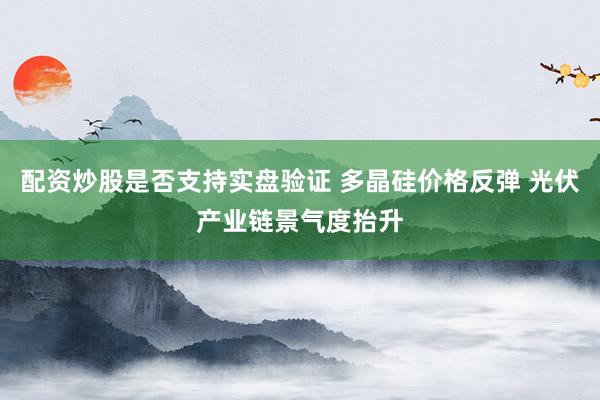 配资炒股是否支持实盘验证 多晶硅价格反弹 光伏产业链景气度抬升