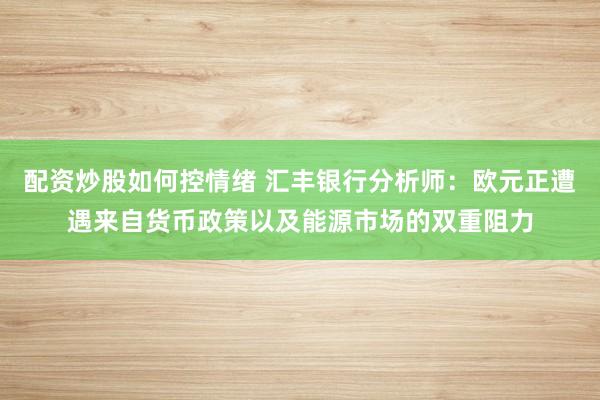 配资炒股如何控情绪 汇丰银行分析师：欧元正遭遇来自货币政策以及能源市场的双重阻力