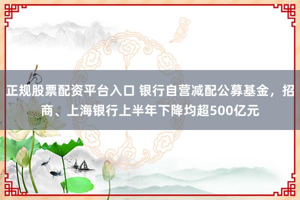 正规股票配资平台入口 银行自营减配公募基金，招商、上海银行上半年下降均超500亿元