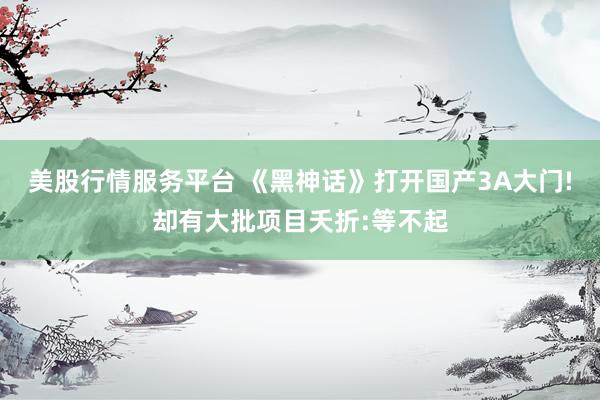 美股行情服务平台 《黑神话》打开国产3A大门!却有大批项目夭折:等不起